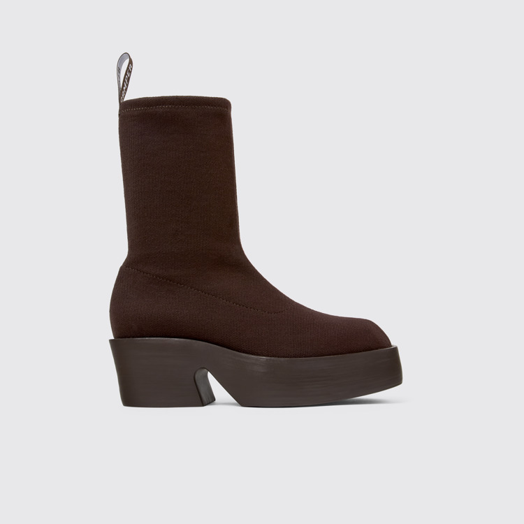 Side view of Billie TENCEL® Brown textile boots for women