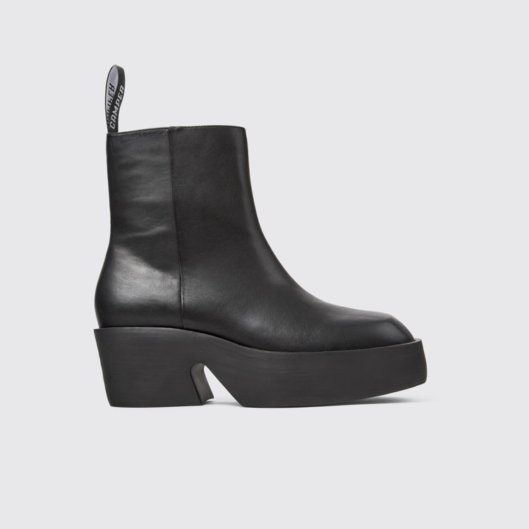 Side view of Billie Black leather boots for women