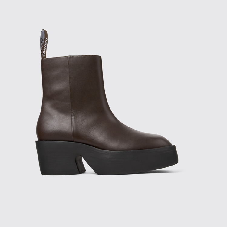 Side view of Billie Brown leather boots for women