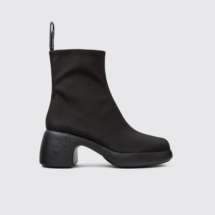 Side view of Thelma Black Textile Boots for Women