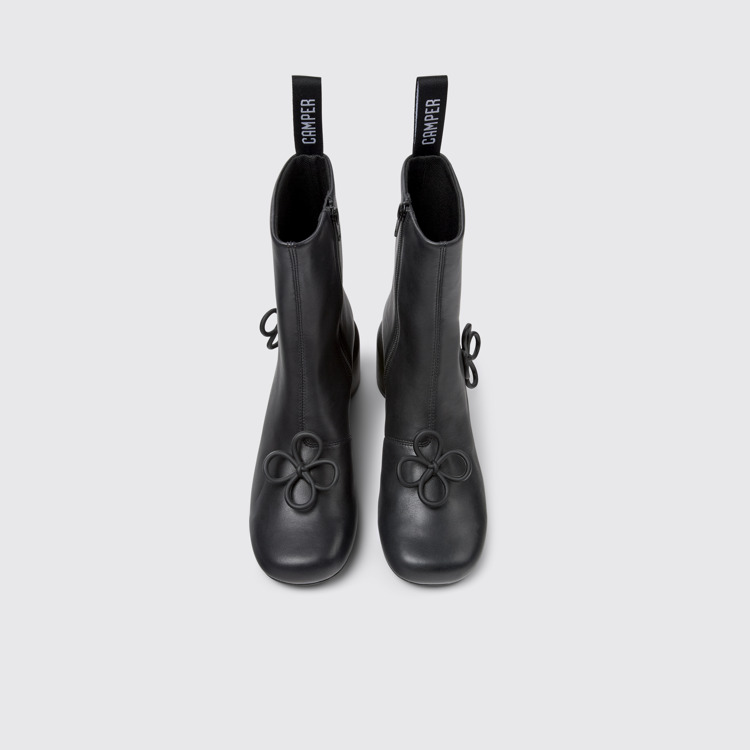 Overhead view of Twins Black Leather Boots for Women