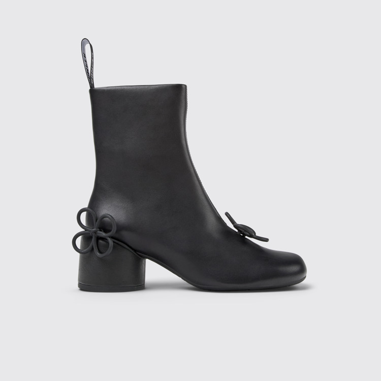 Side view of Twins Black Leather Boots for Women