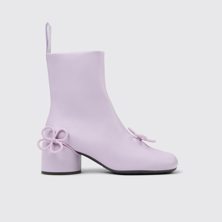 Side view of Twins Purple Leather Boots for Women