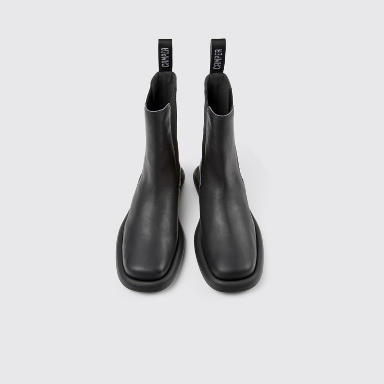 Overhead view of Onda Black Leather Boots for Women