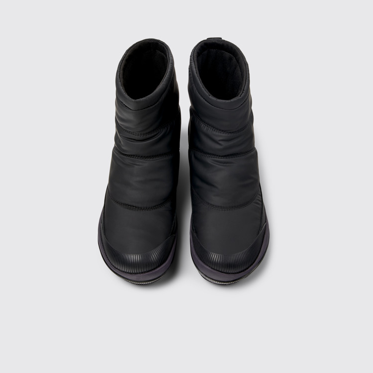 Overhead view of Peu Pista Black Textile and Leather Boots for Women