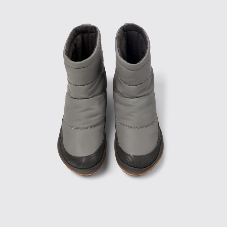 Overhead view of Peu Pista Gray Textile and Leather Boots for Women