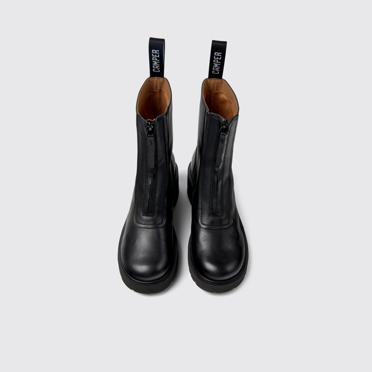 Milah Bottes zippées en cuir noir pour femme