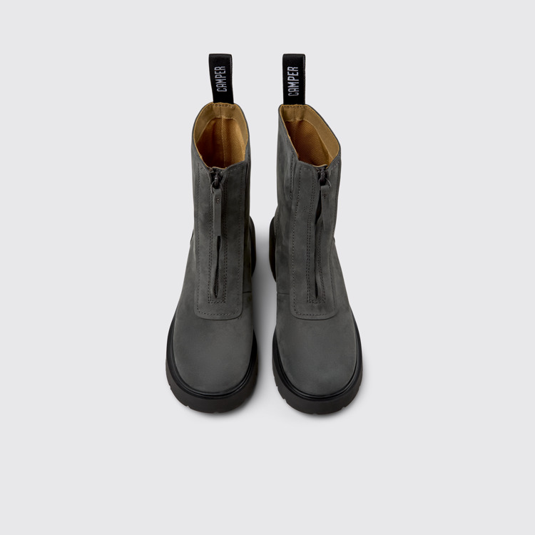 Overhead view of Milah Gray Nubuck Mid Boots for Women.