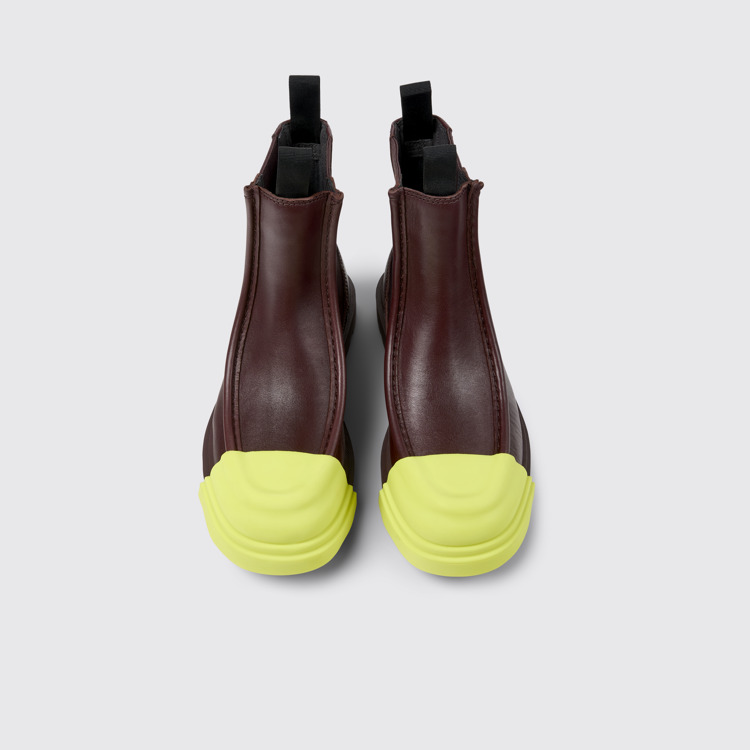 Overhead view of Junction Burgundy leather chelsea boots for women