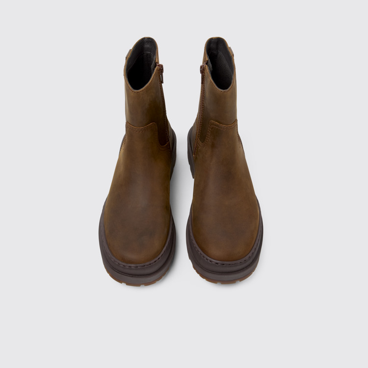 Overhead view of Brutus Trek Brown nubuck boots for women