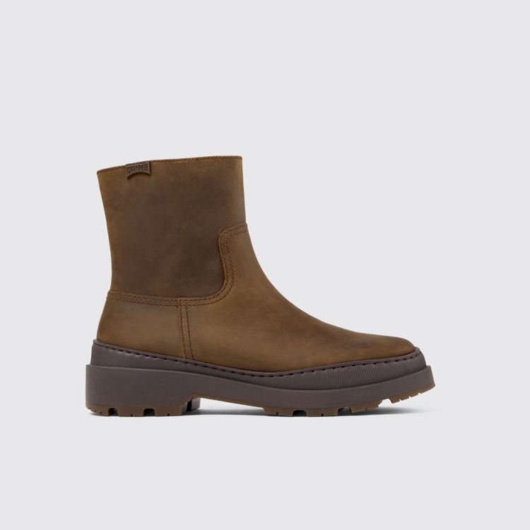 Side view of Brutus Trek Brown nubuck boots for women