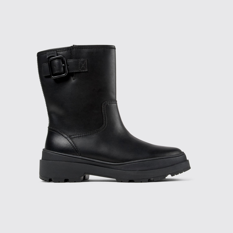 Side view of Brutus Trek Black nubuck boots for women