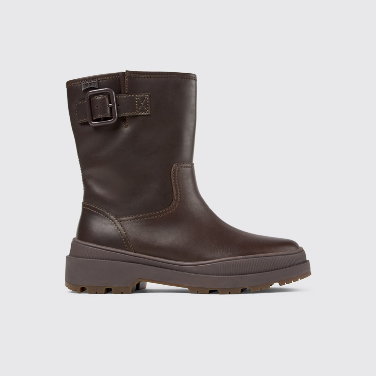 Side view of Brutus Trek Brown nubuck boots for women