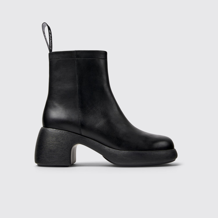 Side view of Thelma Black Leather Boots for Women