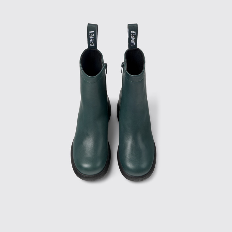 Overhead view of Thelma Green Leather Boots for Women