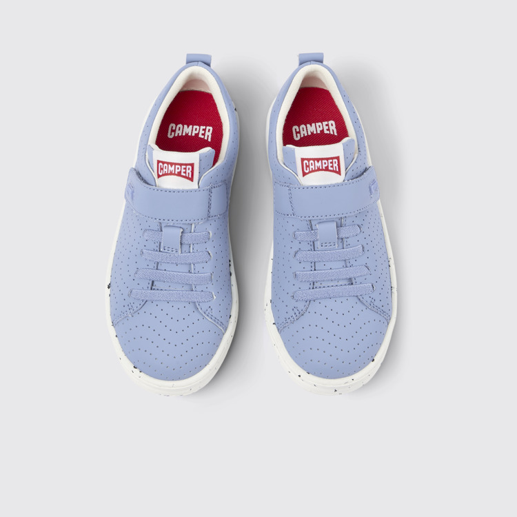 Overhead view of Runner Blue Leather Sneaker