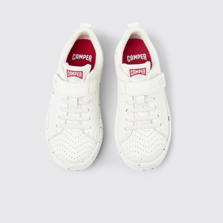 Overhead view of Runner White Leather Sneaker