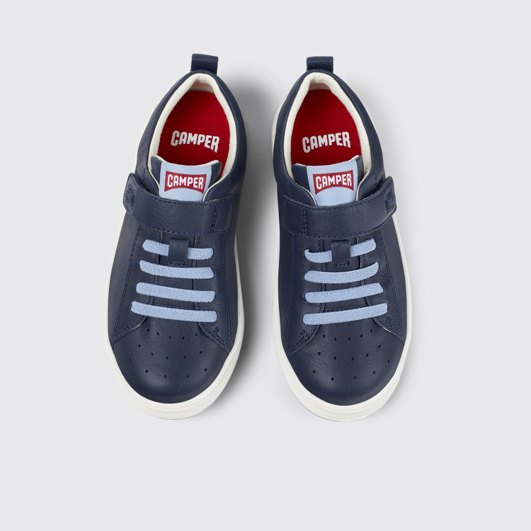 Overhead view of Runner Blue Leather Sneaker