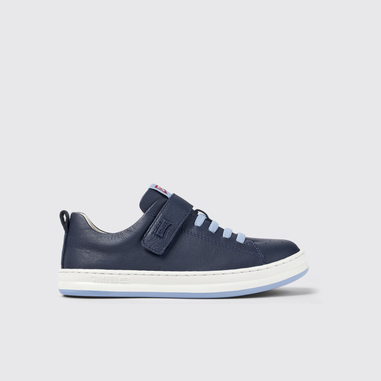 Side view of Runner Blue Leather Sneaker