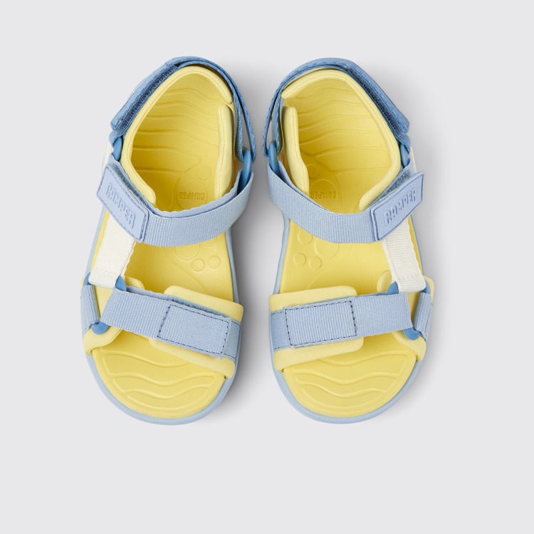 Overhead view of Wous Multicolored textile sandals for kids