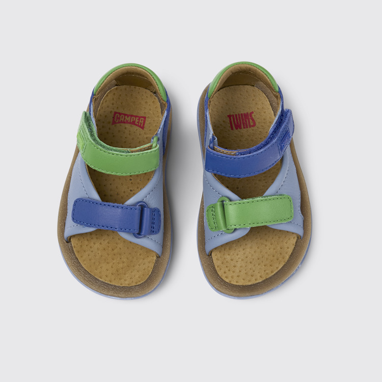 Overhead view of Twins Multicolored Leather 2-Strap Sandal