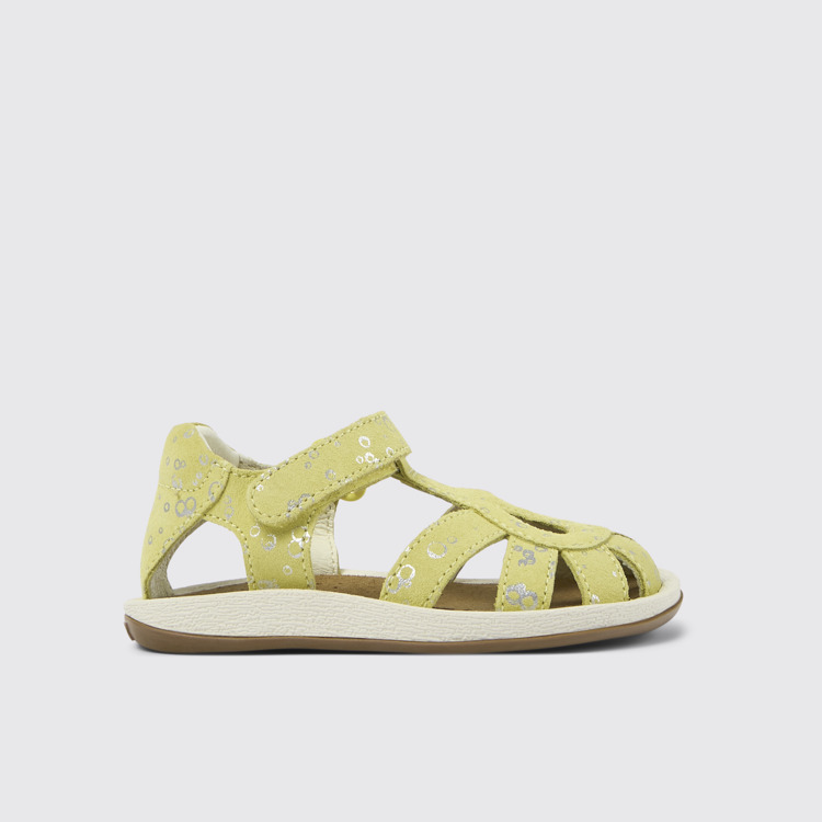 Side view of Bicho Yellow Nubuck Sandal