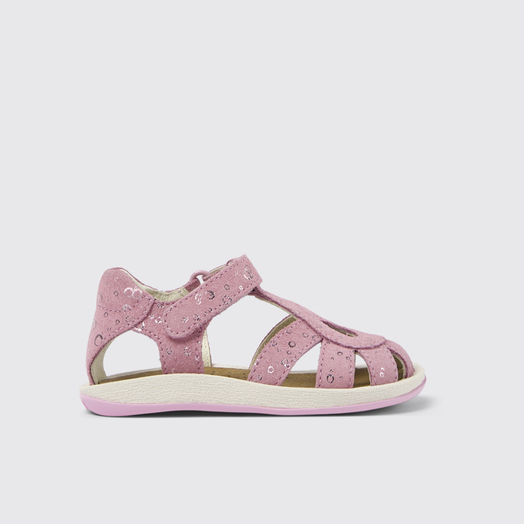 Side view of Bicho Pink Nubuck Sandal