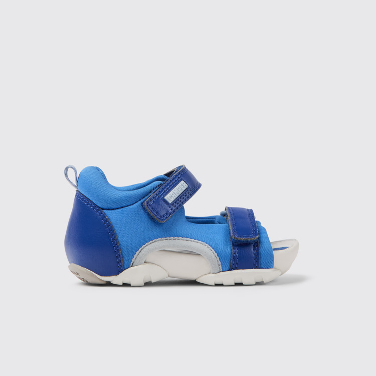 Side view of Ous Blue sandals for kids