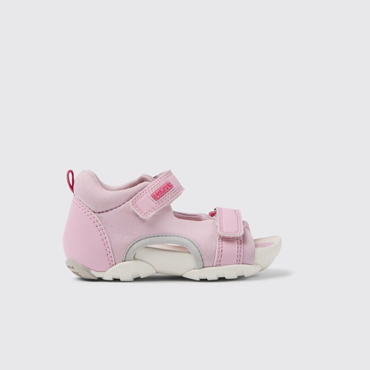 Side view of Ous Pink sandals for girls