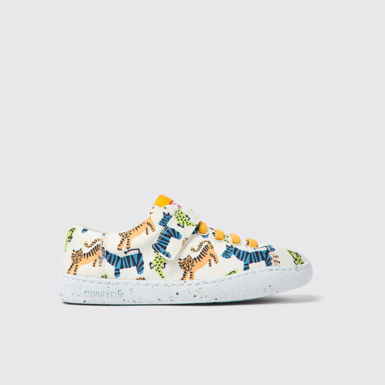 Side view of Peu Touring Multicolored textile shoes for kids