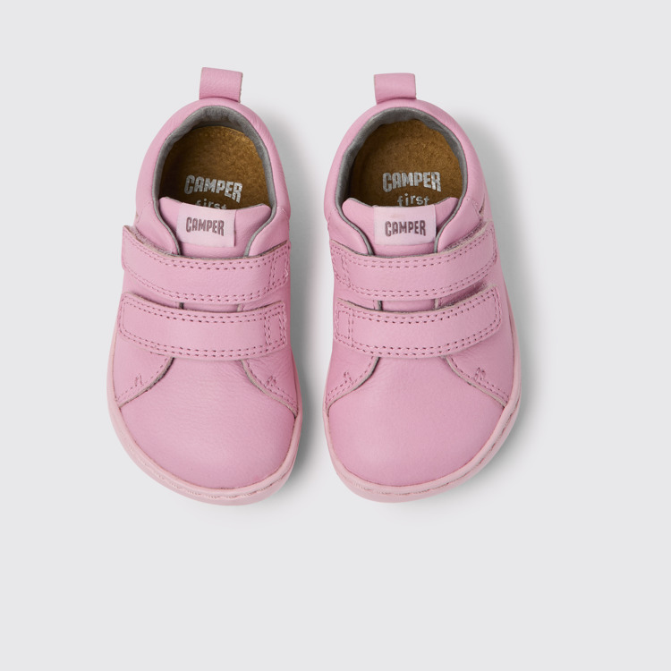 Overhead view of Peu Light pink leather sneakers