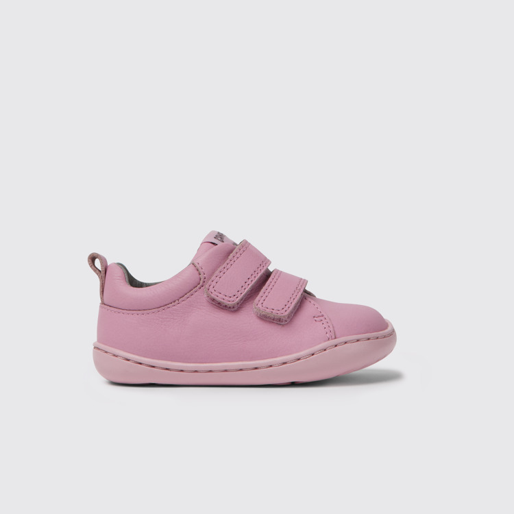 Side view of Peu Light pink leather sneakers