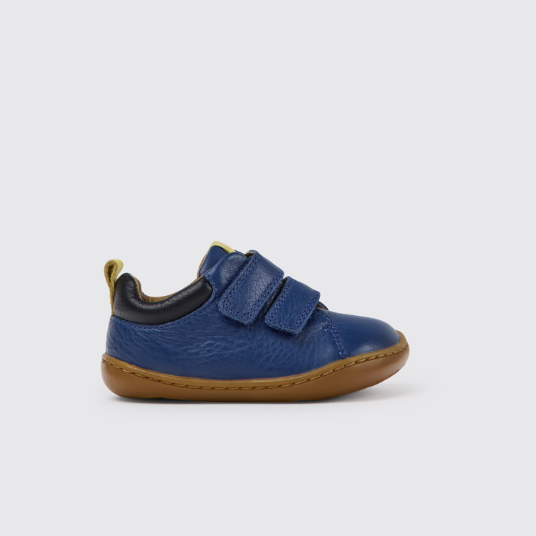 Side view of Peu Blue leather shoes for kids