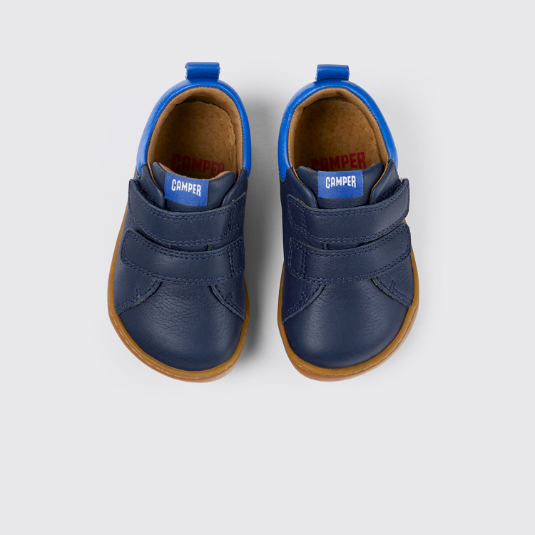 Peu Baskets en cuir bleu