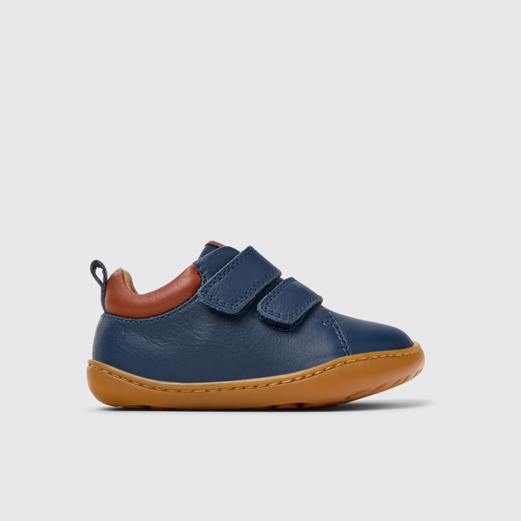 Peu Baskets en cuir bleu pour enfant