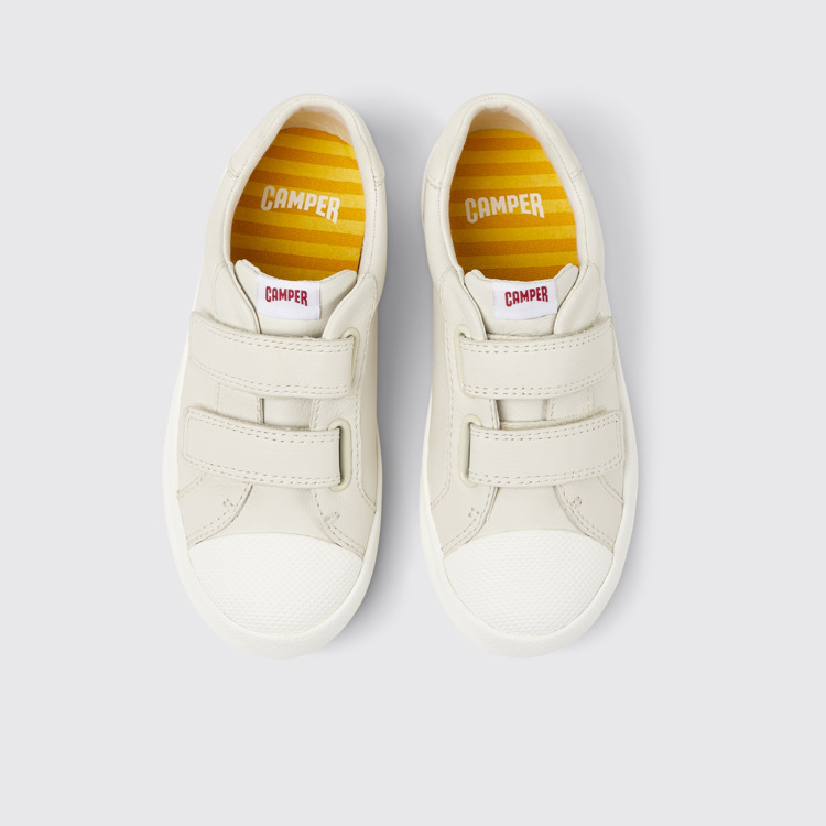 Overhead view of Pursuit White leather shoes for kids