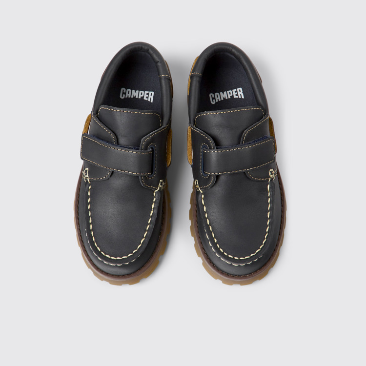 Overhead view of Compas Dark blue leather shoes for kids