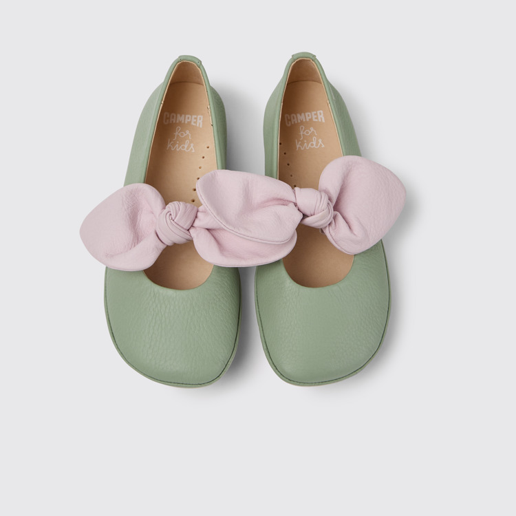 Overhead view of Right Green and pink ballerinas for girls