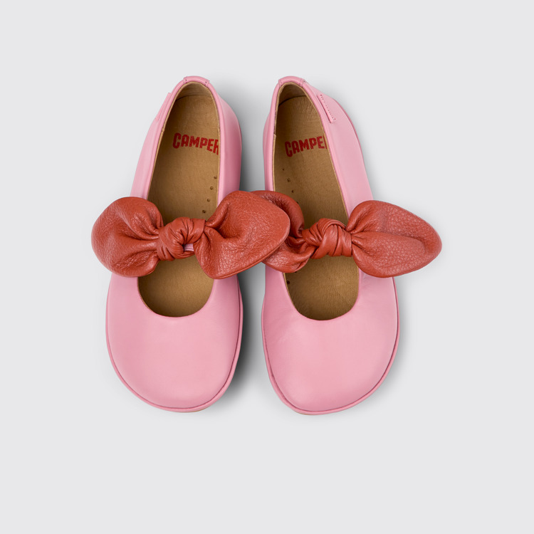 Overhead view of Right Pink and red ballerinas for kids