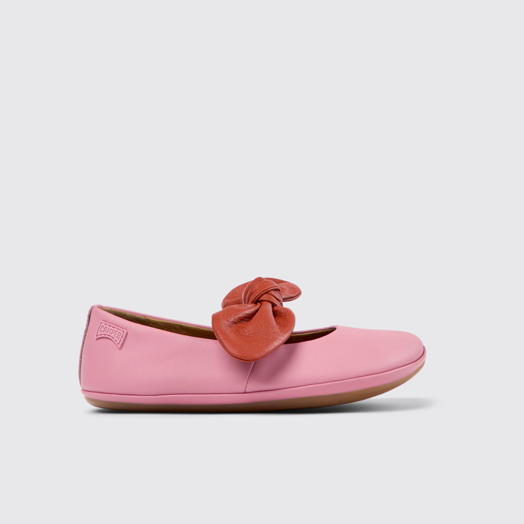 Side view of Right Pink and red ballerinas for kids