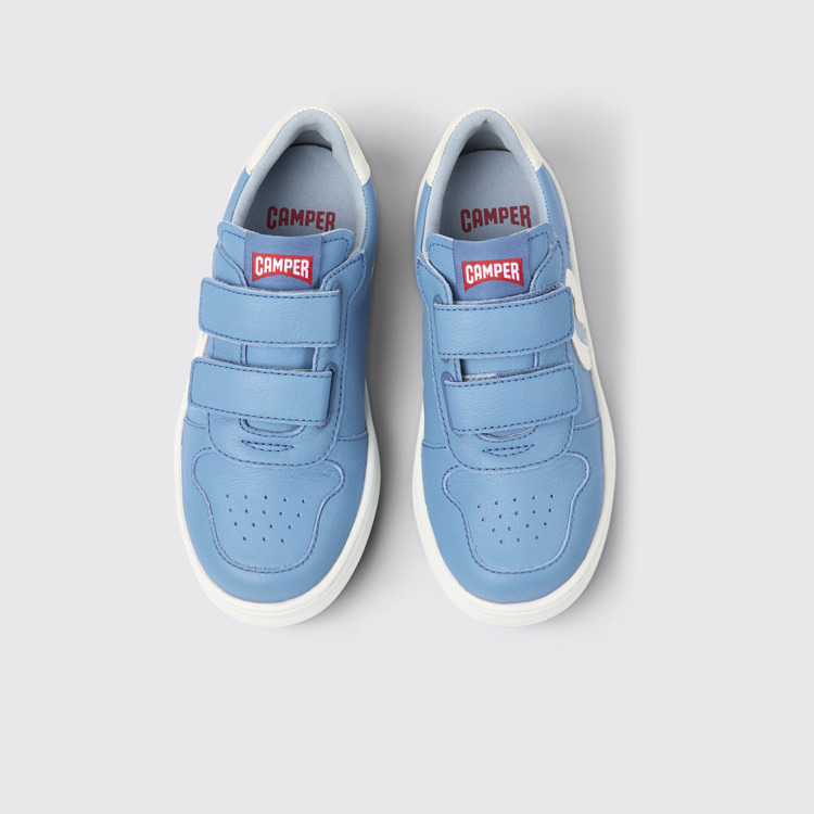 Overhead view of Runner Blue leather sneakers for kids