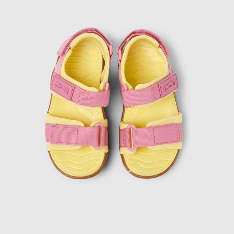 Overhead view of Wous Multicolored textile sandals for kids