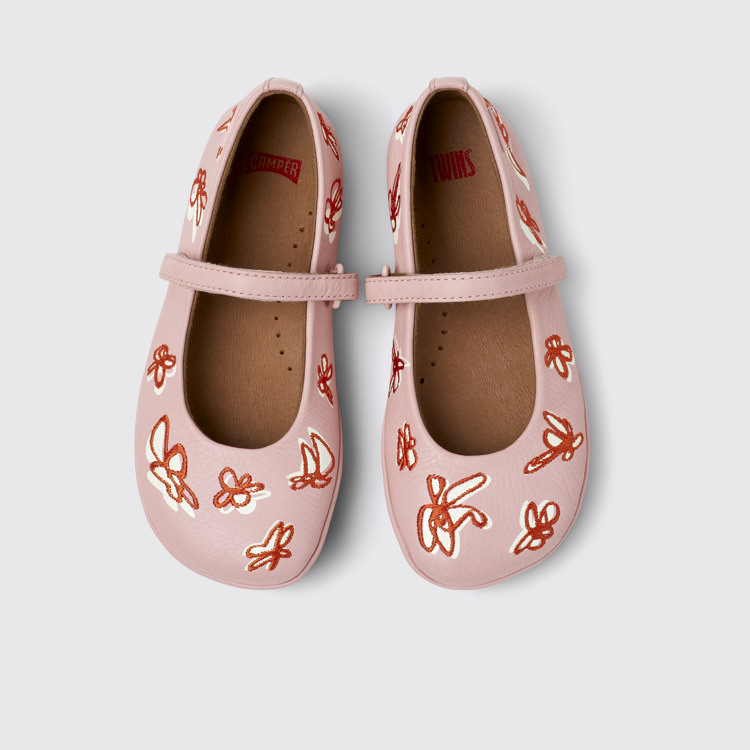 Overhead view of Twins Multicolor Leather Ballerina for Kids.