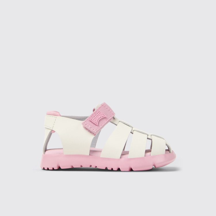 Side view of Oruga Multicolor Leather and Textile Sandals for Kids.