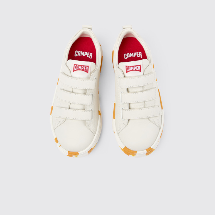 Overhead view of Runner White Leather Sneaker