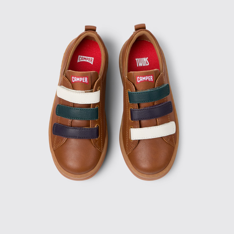 Overhead view of Twins Multicolor leather sneakers for kids