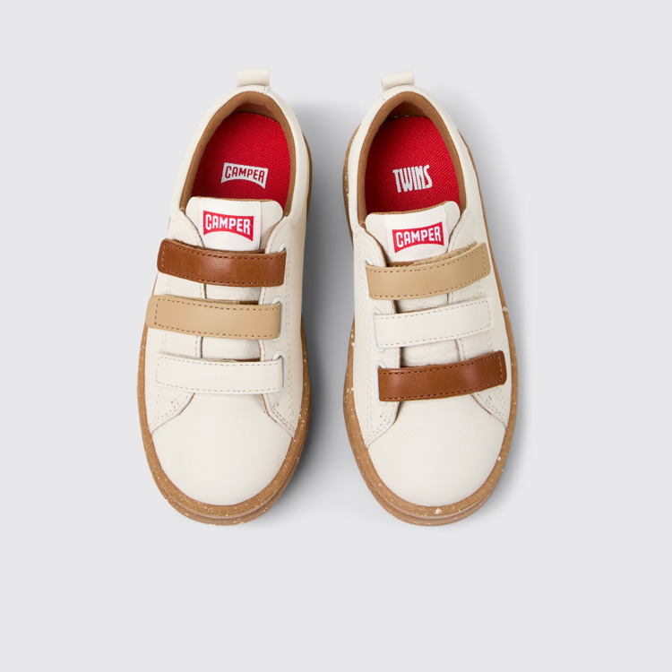 Overhead view of Twins Multicolor Leather Sneakers for Kids.