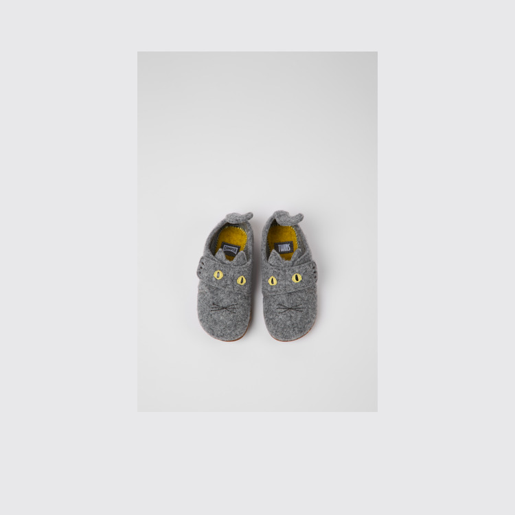 Overhead view of Twins Grey wool slippers