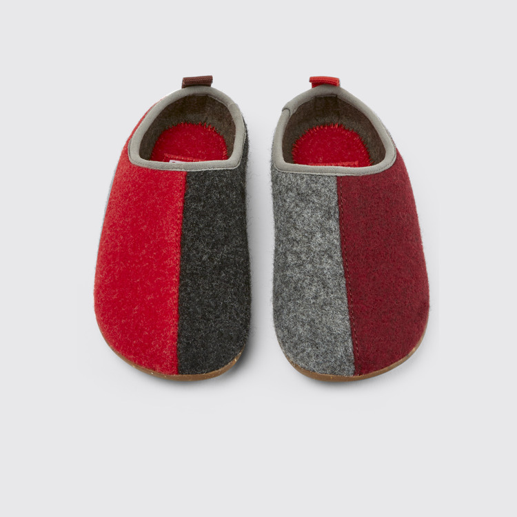 Overhead view of Twins Multicolored wool slippers