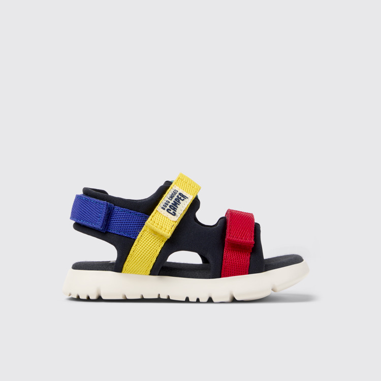 Side view of Bobo Choses x Camper Multicolor Textile Sandals for Kids.